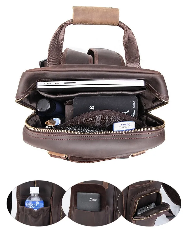 Simple Tripod Holder  Large Leather Backpack Camera Bag