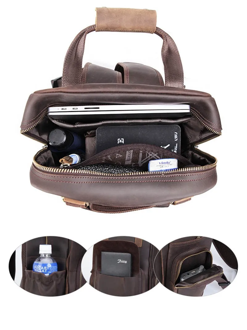 Simple Tripod Holder  Large Leather Backpack Camera Bag