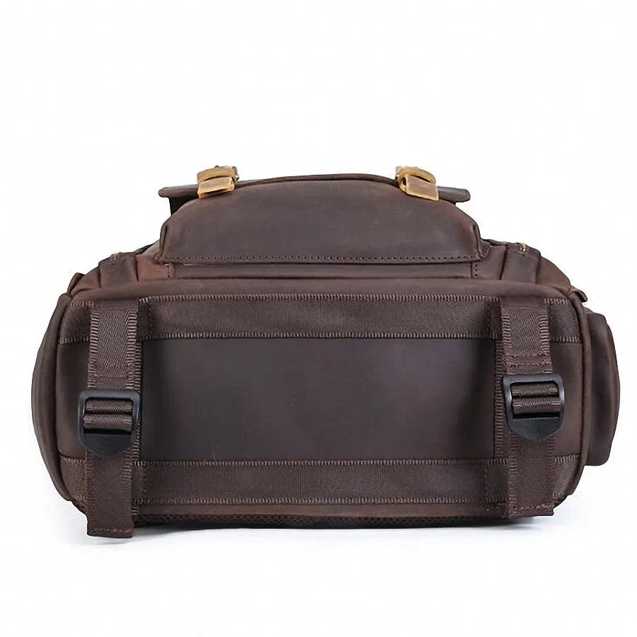 Simple Tripod Holder  Large Leather Backpack Camera Bag