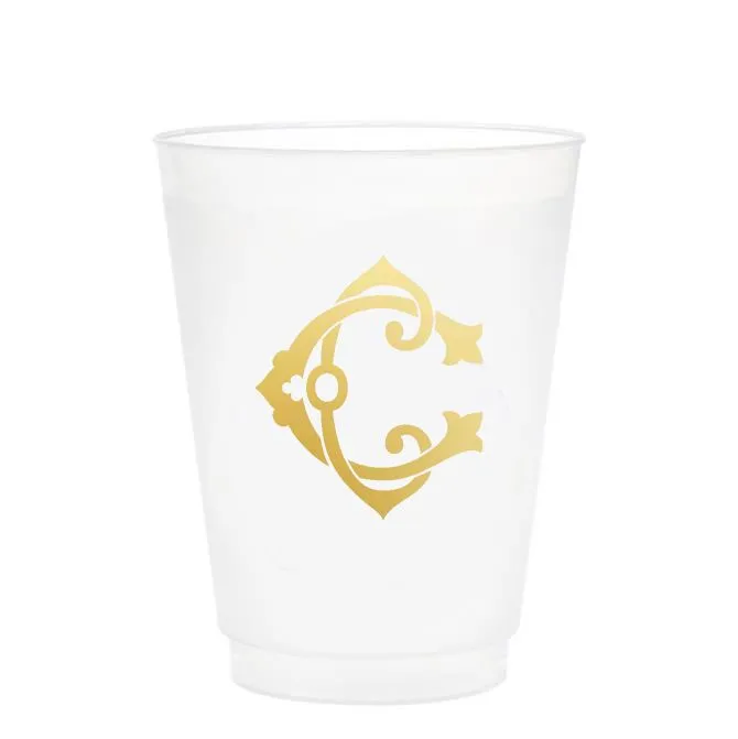 Single Initial Frosted Cups in GOLD