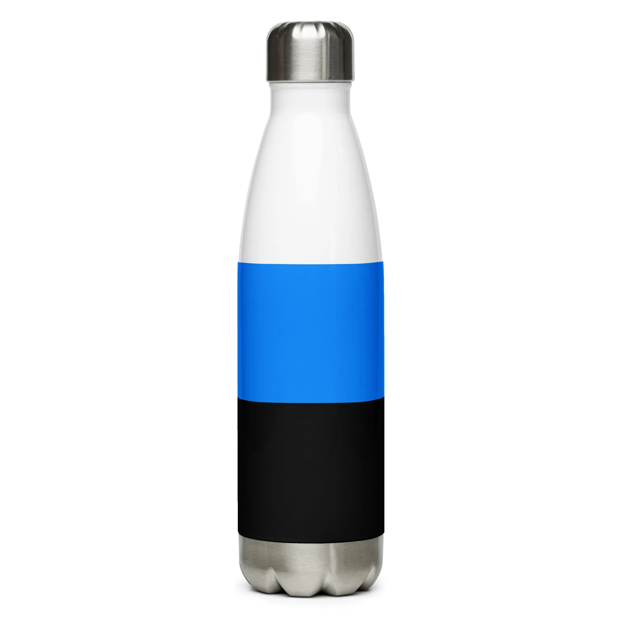 Stainless Steel Water Bottle Black and Blue Checker