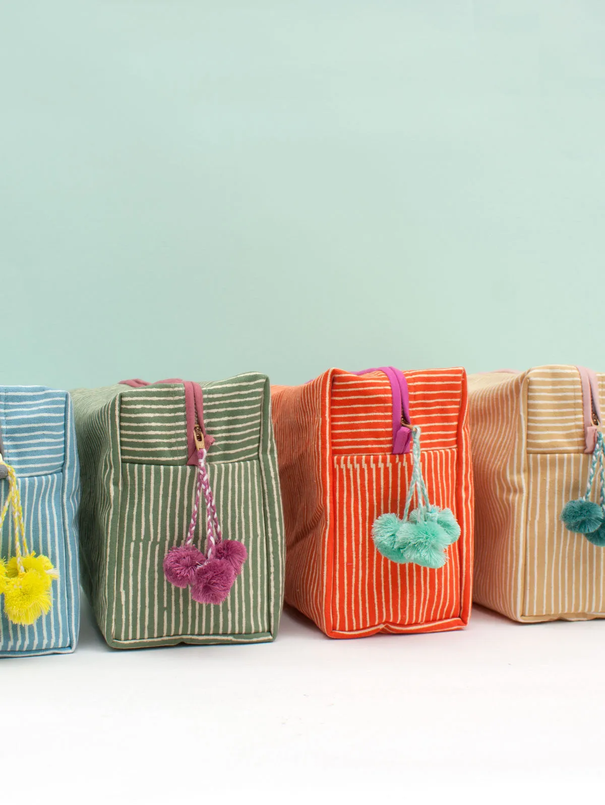 Stripe Washbag, Mustard