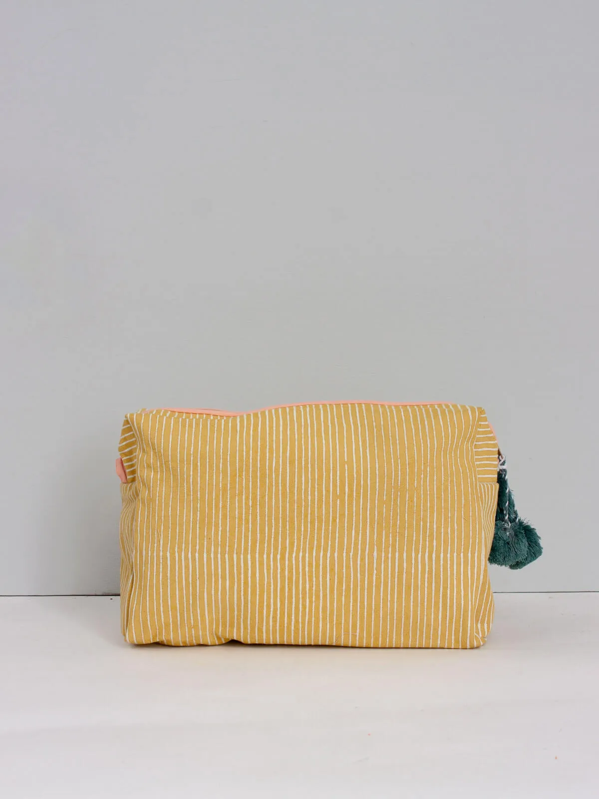 Stripe Washbag, Mustard
