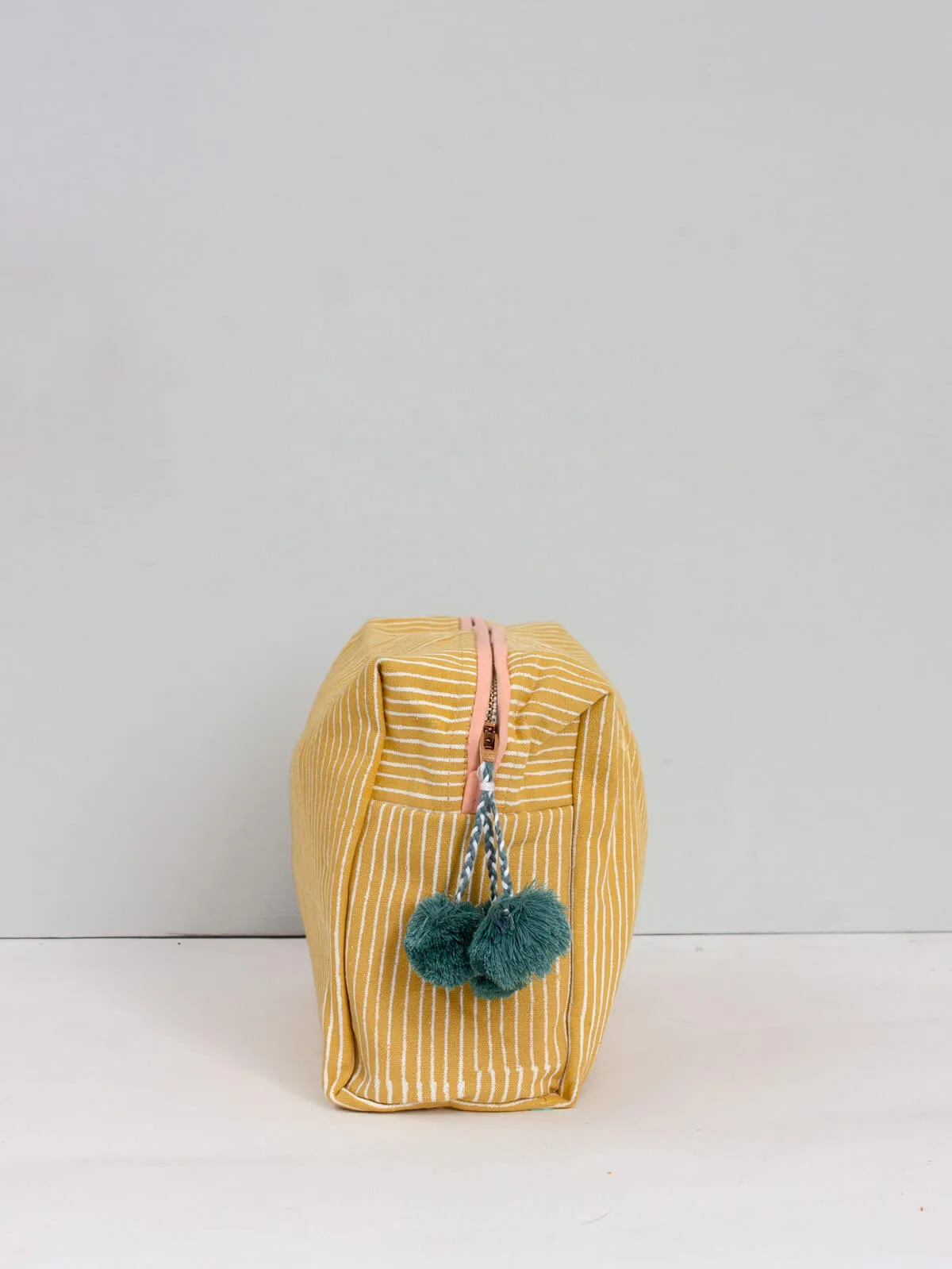 Stripe Washbag, Mustard