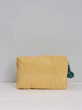 Stripe Washbag, Mustard