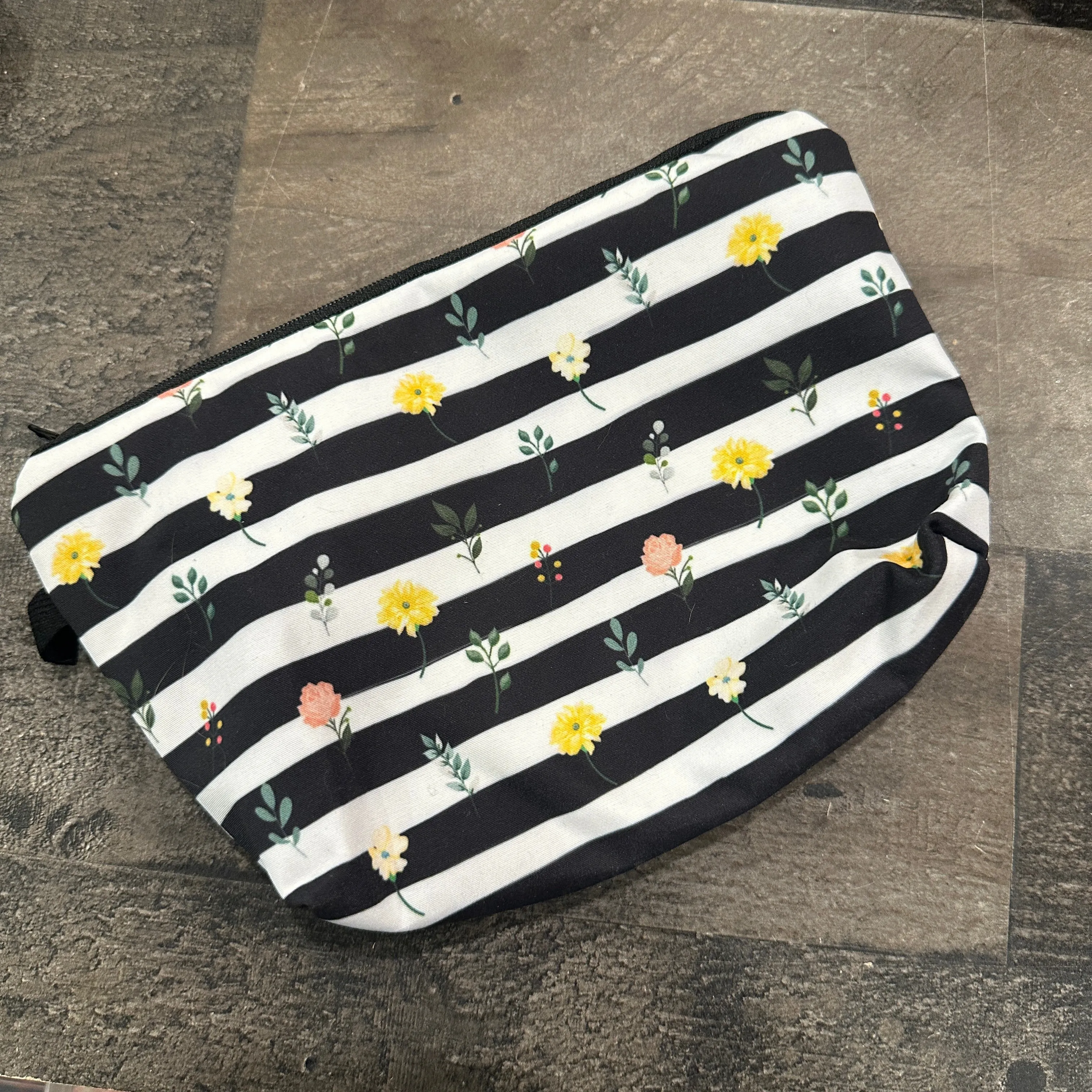 Striped Floral Pouch