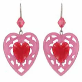 Tarina Tarantino Candy Cupid Pierced Earrings (Pink & Red)
