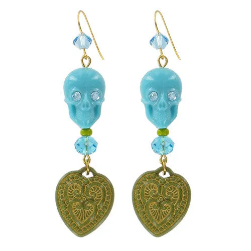 Tarina Tarantino Happy Together "Caterina" Sugar Skull Drop Earrings (Aqua)