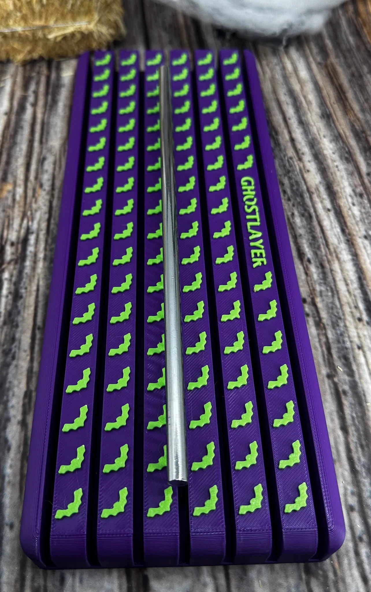 The Mini Greyhound - *Halloween-Ghastly Green and Purple* Lay Flat Dog Grooming Steel "Greyhound" Comb Holder | Holds 7 |