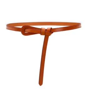 Thin Belt Non-Hole Design Decorative Band Waist Seal Dress Versatile Two-Layer Leather Women's Leather Belt