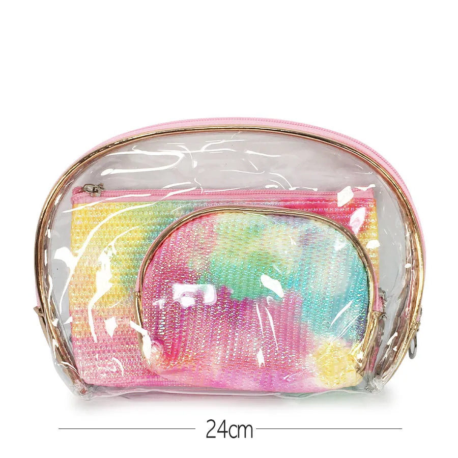 Tie Dye Multi Color Tone Cosmetic Bag 3PC Set  (1 unit)