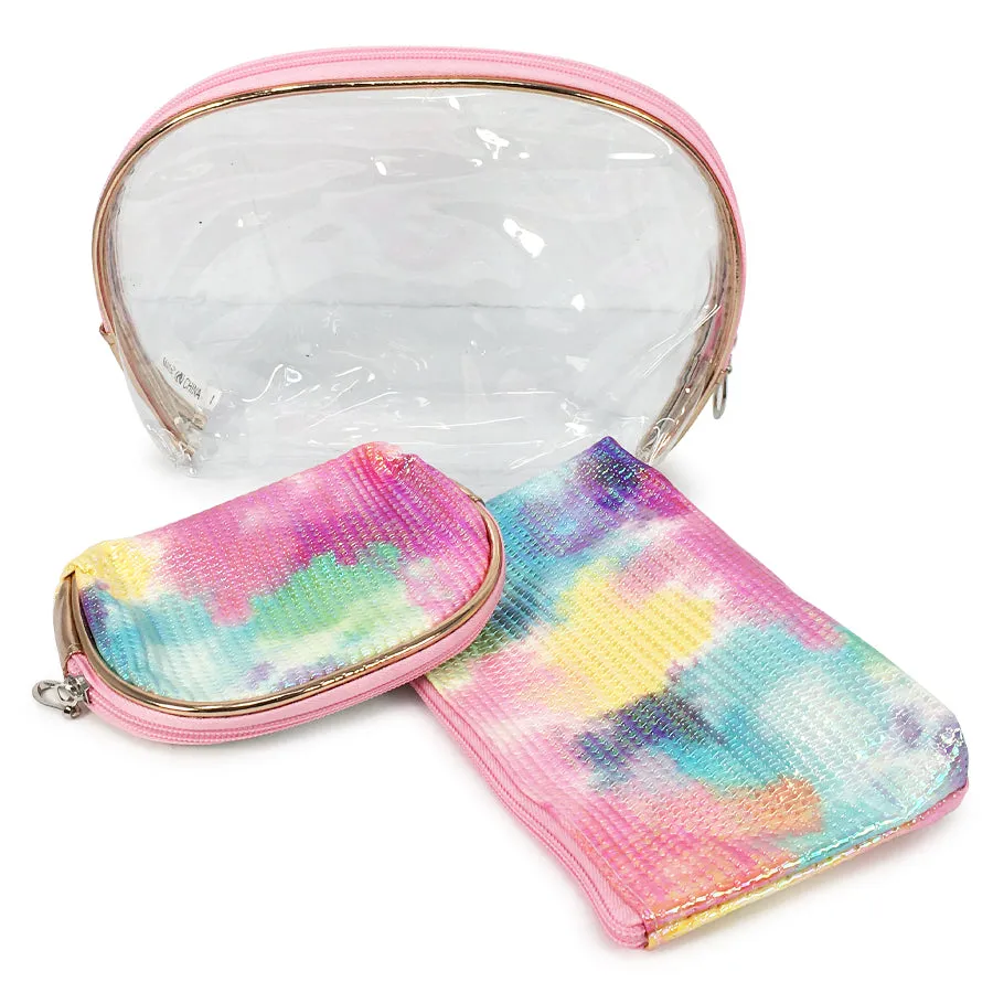 Tie Dye Multi Color Tone Cosmetic Bag 3PC Set  (1 unit)