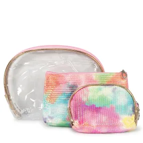 Tie Dye Multi Color Tone Cosmetic Bag 3PC Set  (1 unit)