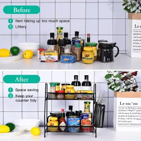Tier Spice Rack Organizer Bathroom Shelf Desktop Makeup Organizer (Radom Colour)