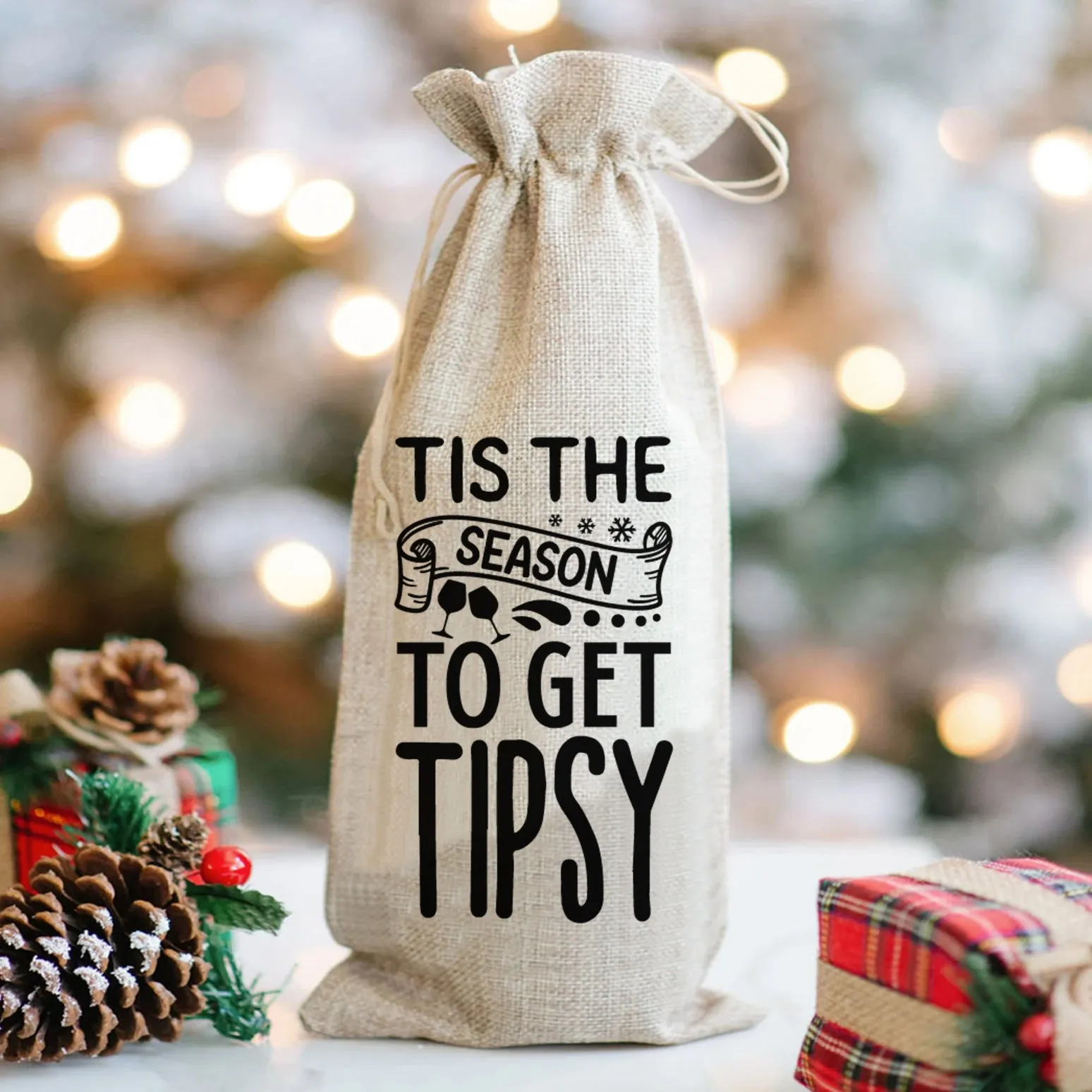 Tis The Season To Get Tipsy - Wine Bag