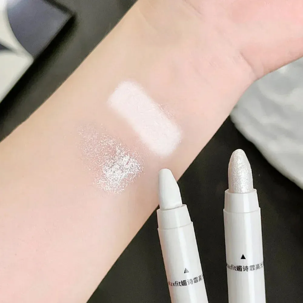 Toleet-Christmas/Thanksgiving Gift Winter Makeup Ideas 1pc Shimmering Highlight Stick, Glitter White Eyeshadow Pencil for Bright Eyes, Dazzling Effect Makeup Highlighter Pencil