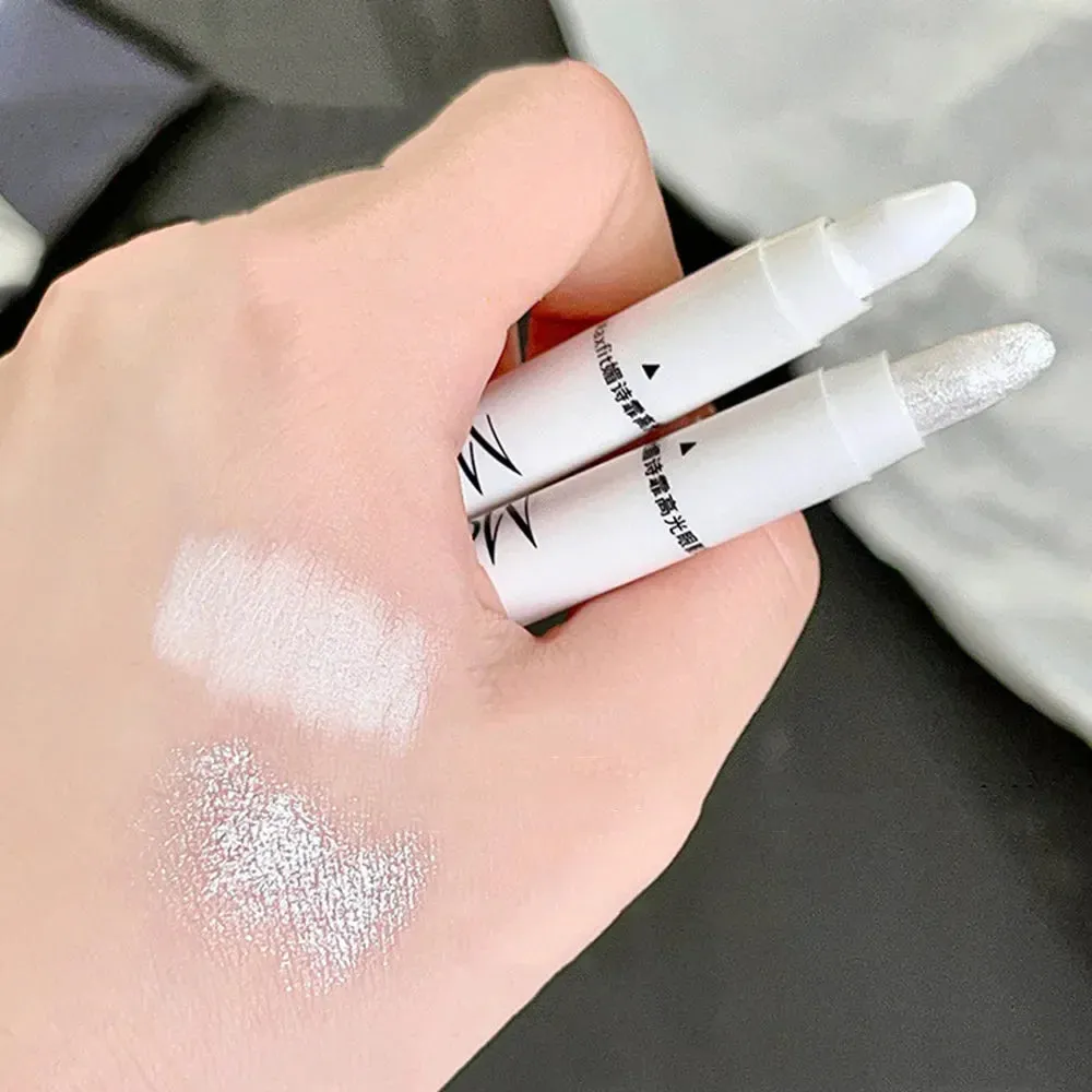 Toleet-Christmas/Thanksgiving Gift Winter Makeup Ideas 1pc Shimmering Highlight Stick, Glitter White Eyeshadow Pencil for Bright Eyes, Dazzling Effect Makeup Highlighter Pencil