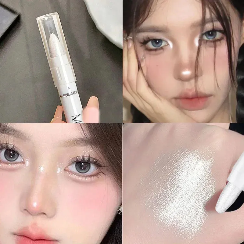 Toleet-Christmas/Thanksgiving Gift Winter Makeup Ideas 1pc Shimmering Highlight Stick, Glitter White Eyeshadow Pencil for Bright Eyes, Dazzling Effect Makeup Highlighter Pencil