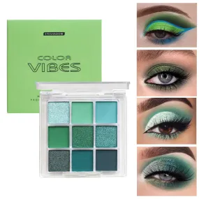 Toleet-Christmas/Thanksgiving Gift Winter Makeup Ideas 9 Colors Glitter Eyeshadow Palette Avocado Green Shimmer Pearlescent Matte Colorful Eye Shadows Palette Waterproof Eye Make Up