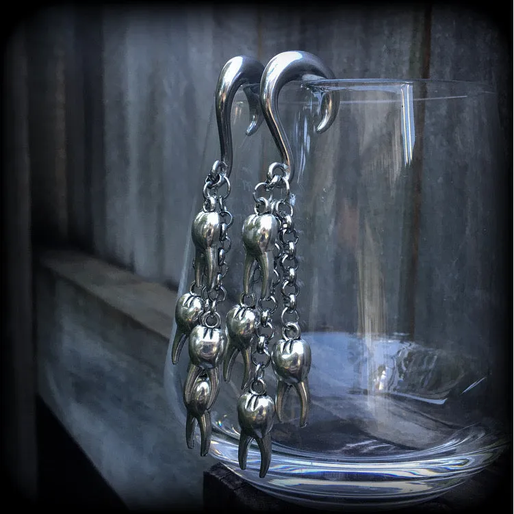 Tooth fairy gauged earrings-Halloween ear gauges