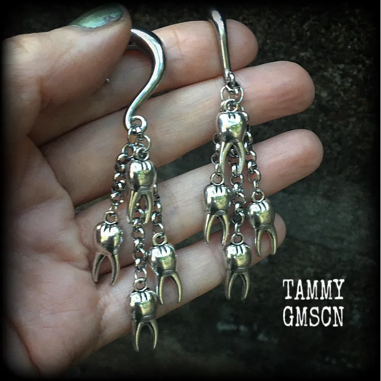 Tooth fairy gauged earrings-Halloween ear gauges