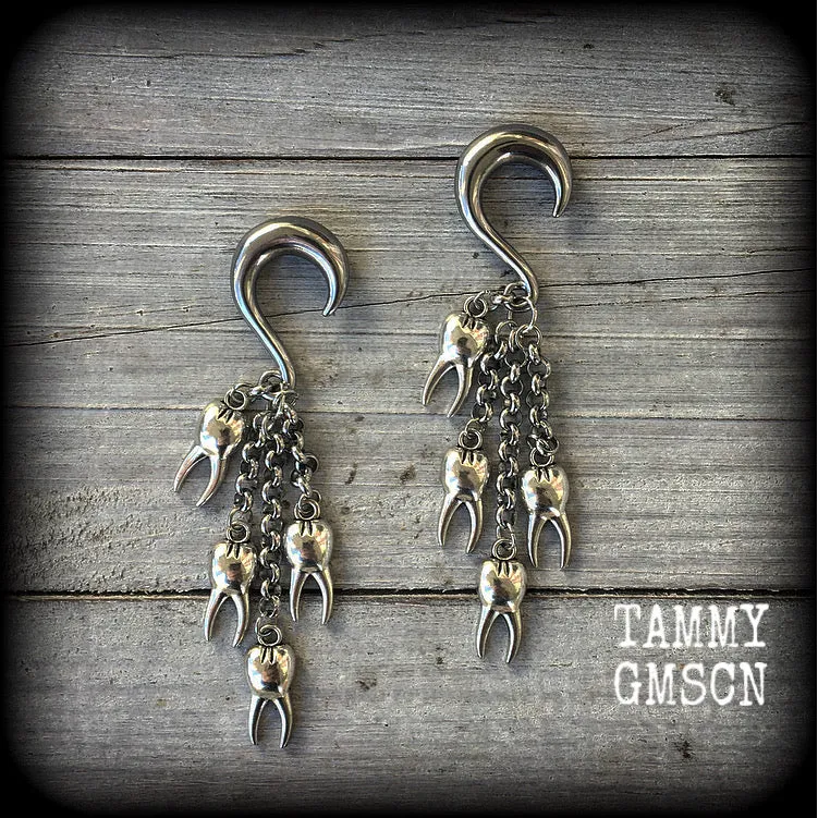 Tooth fairy gauged earrings-Halloween ear gauges