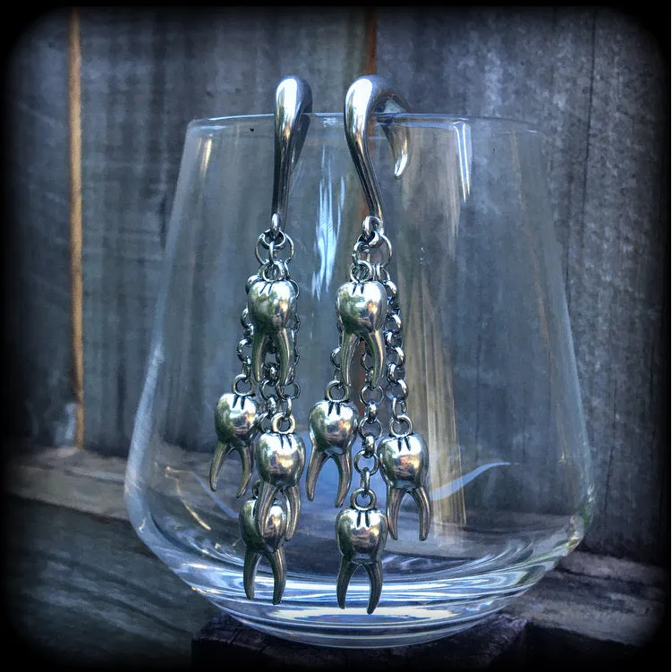 Tooth fairy gauged earrings-Halloween ear gauges