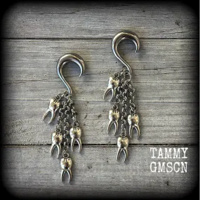 Tooth fairy gauged earrings-Halloween ear gauges