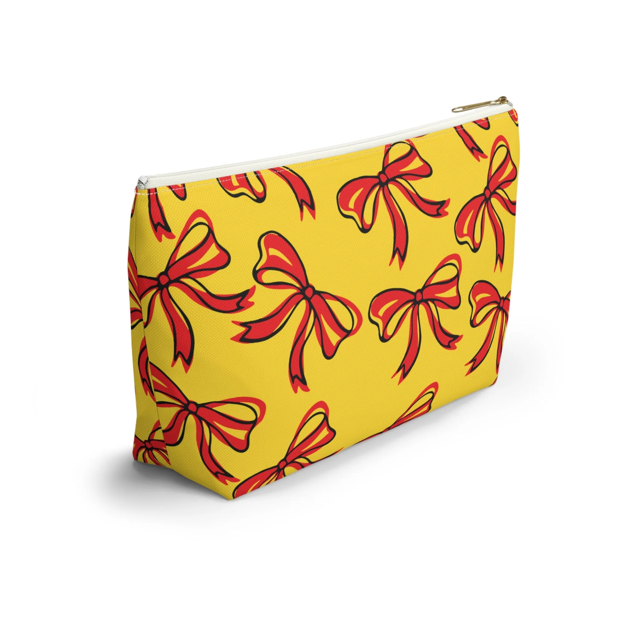 Trendy Bow Makeup Bag - Graduation Gift, Bed Party Gift, Acceptance Gift, College Gift, Maryland, USC, Red and Gold, Iowa State