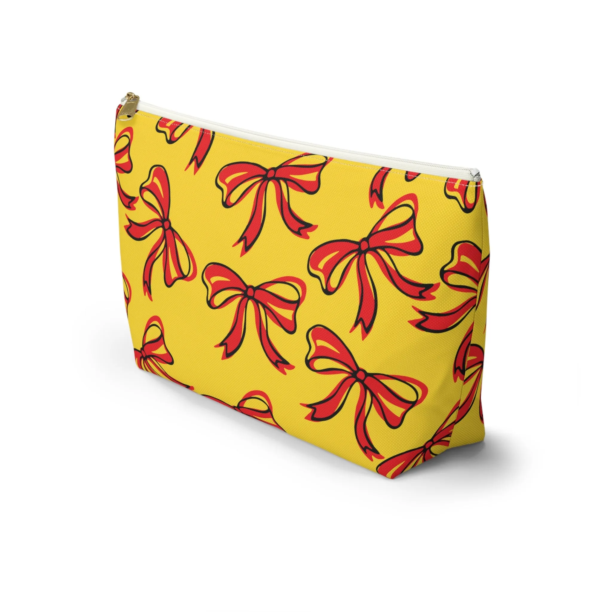 Trendy Bow Makeup Bag - Graduation Gift, Bed Party Gift, Acceptance Gift, College Gift, Maryland, USC, Red and Gold, Iowa State