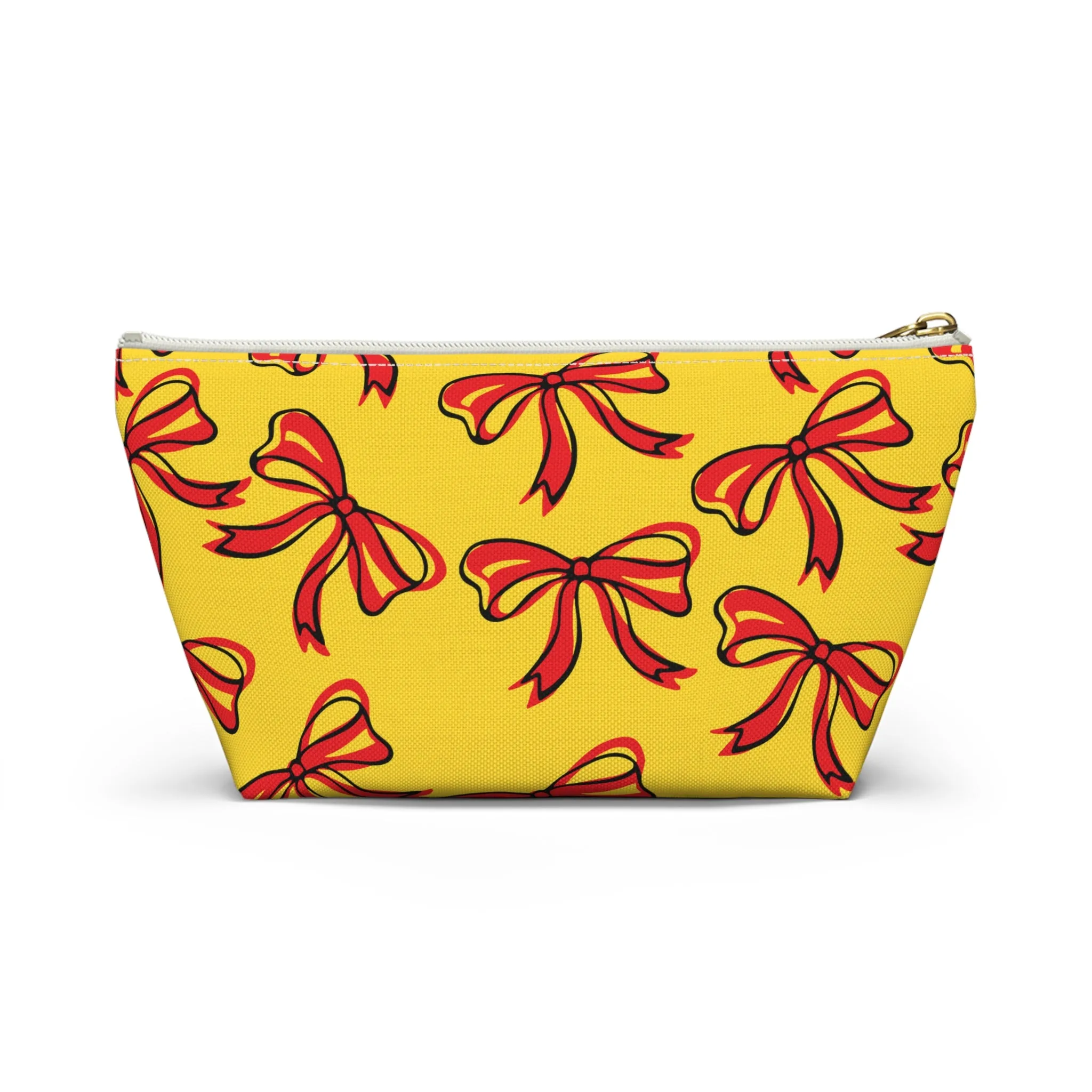 Trendy Bow Makeup Bag - Graduation Gift, Bed Party Gift, Acceptance Gift, College Gift, Maryland, USC, Red and Gold, Iowa State