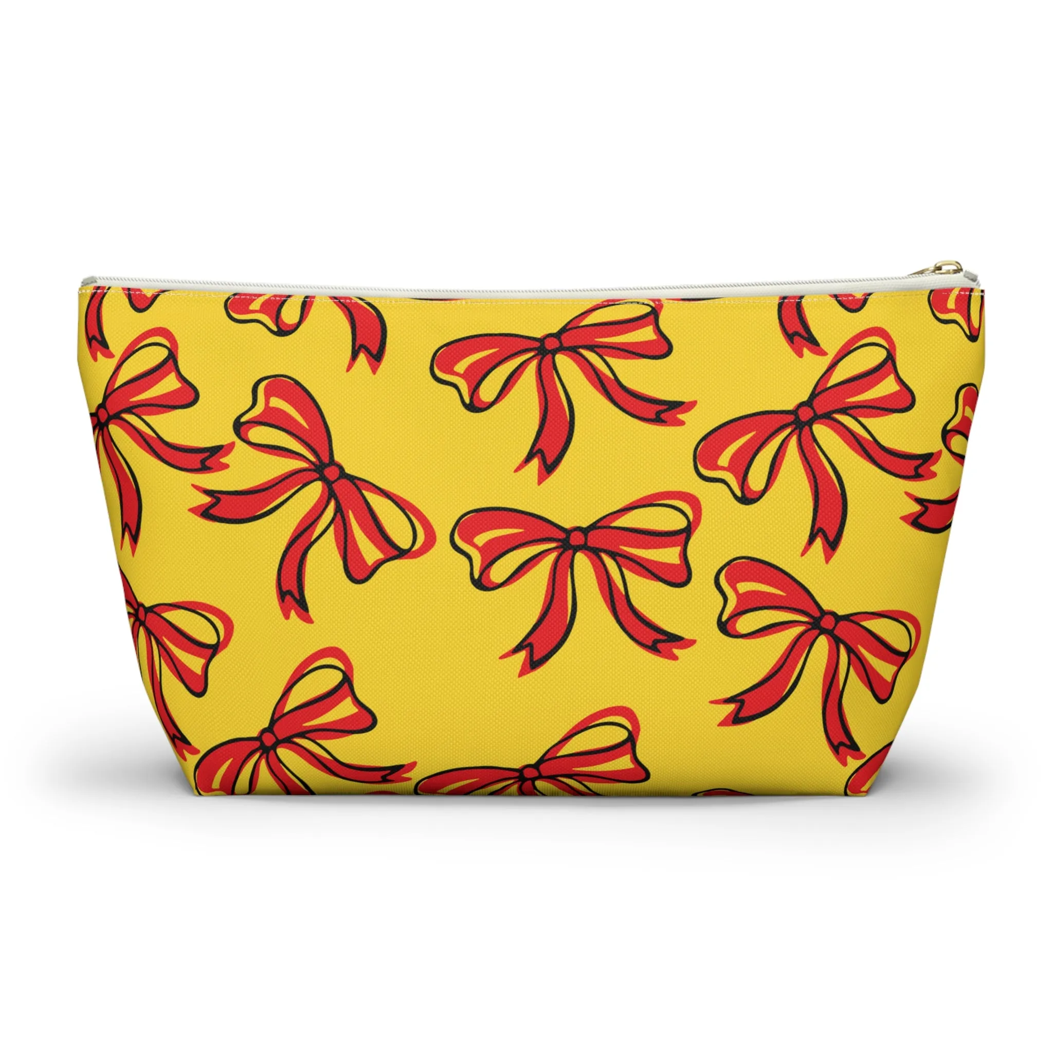 Trendy Bow Makeup Bag - Graduation Gift, Bed Party Gift, Acceptance Gift, College Gift, Maryland, USC, Red and Gold, Iowa State
