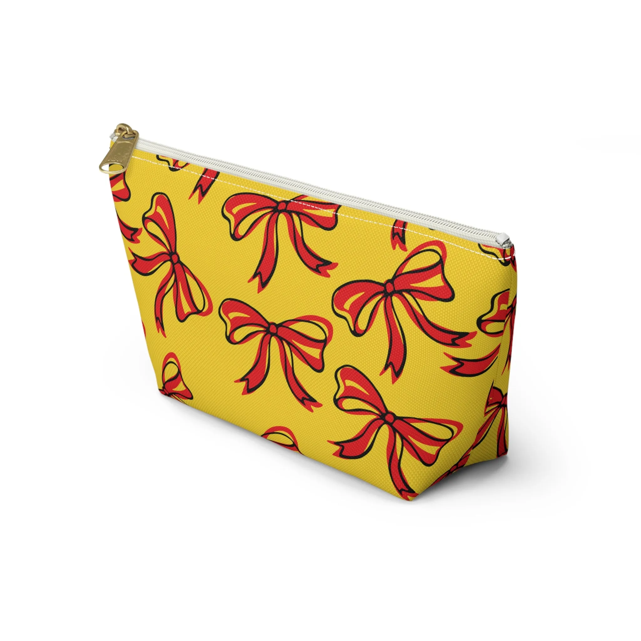 Trendy Bow Makeup Bag - Graduation Gift, Bed Party Gift, Acceptance Gift, College Gift, Maryland, USC, Red and Gold, Iowa State