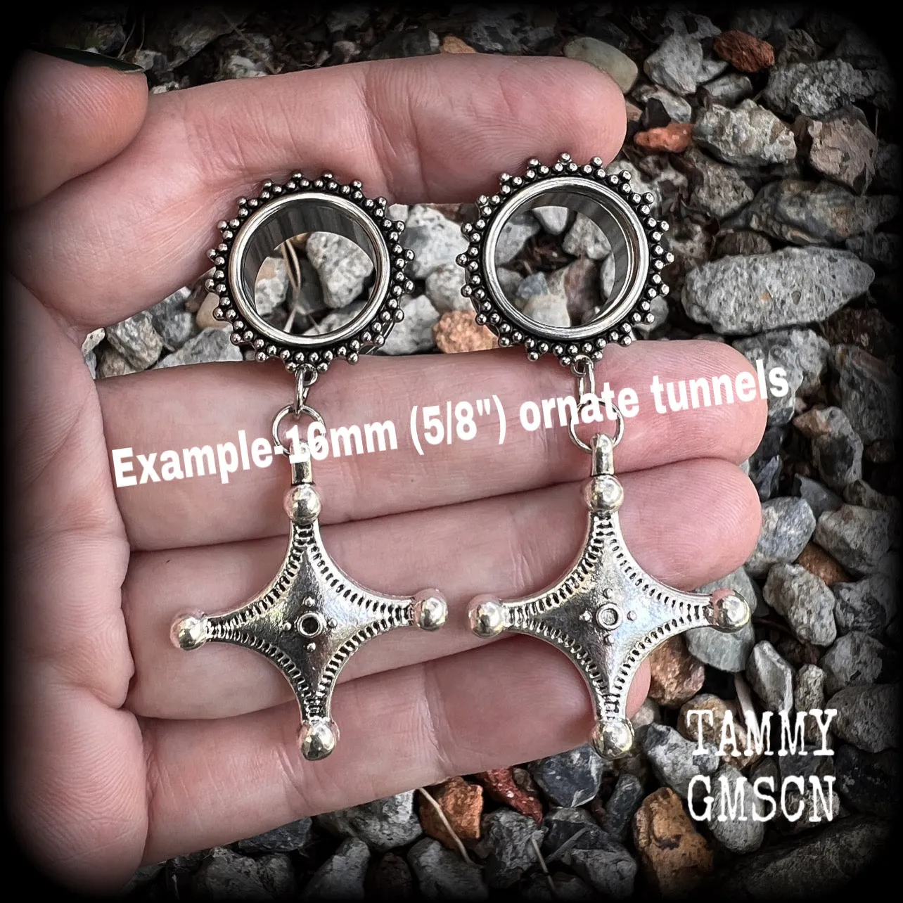 Tuareg cross tunnel earrings-Ethnic cross jewelry