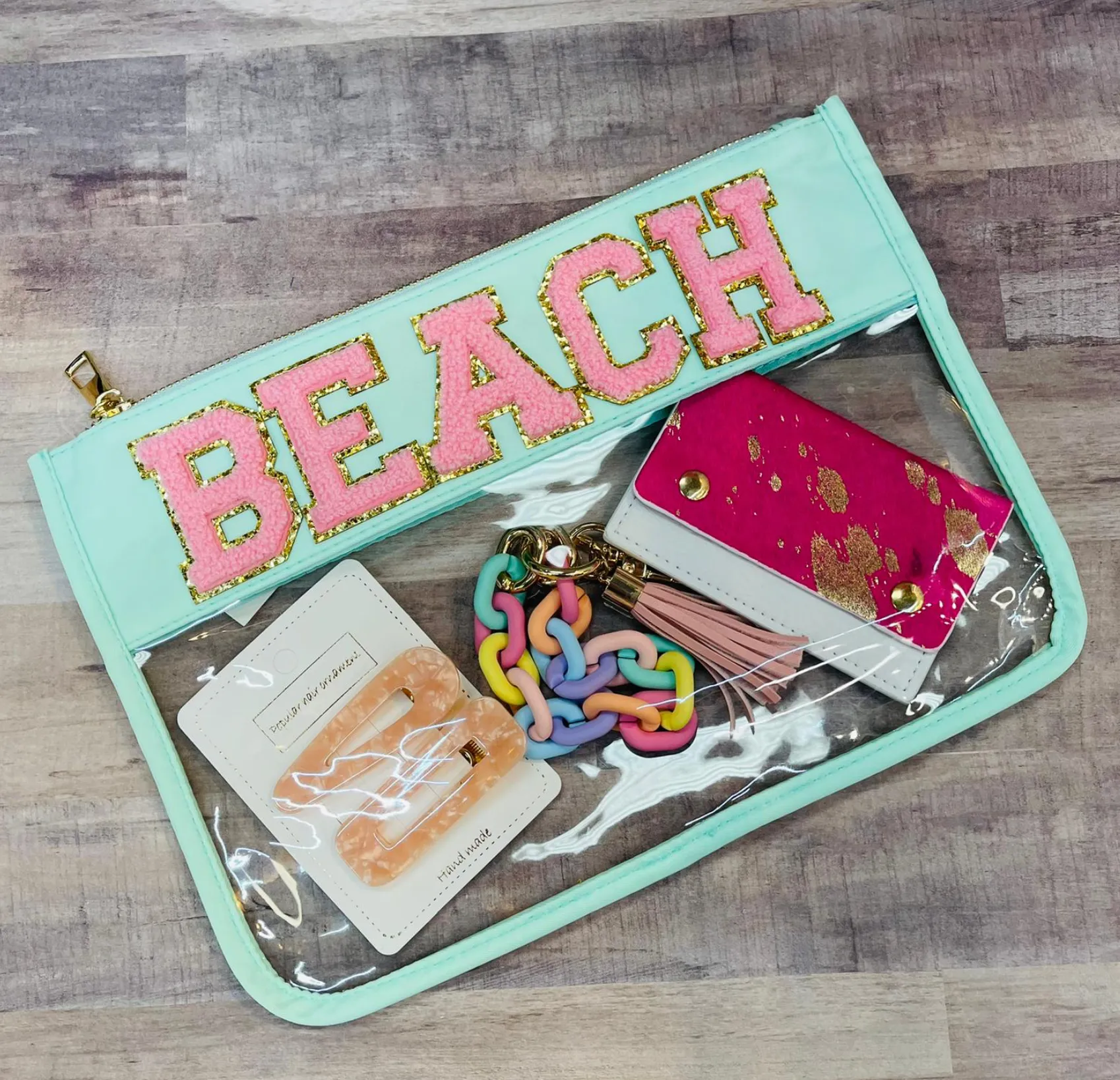 Varsity Letter Cosmetic Bag - BEACH