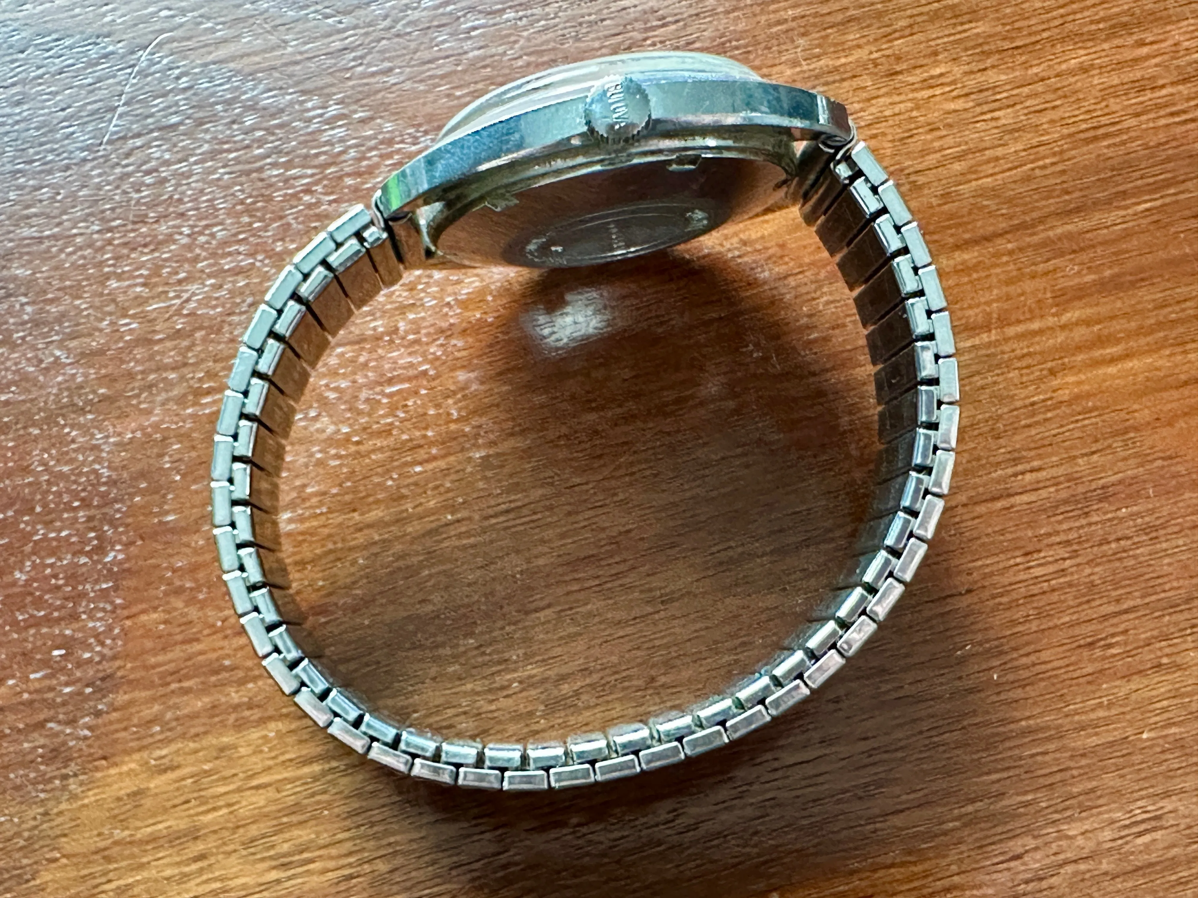 Vintage 1970s Bulova Jet Star Mens Space Age Design Wristwatch Stainless Steel