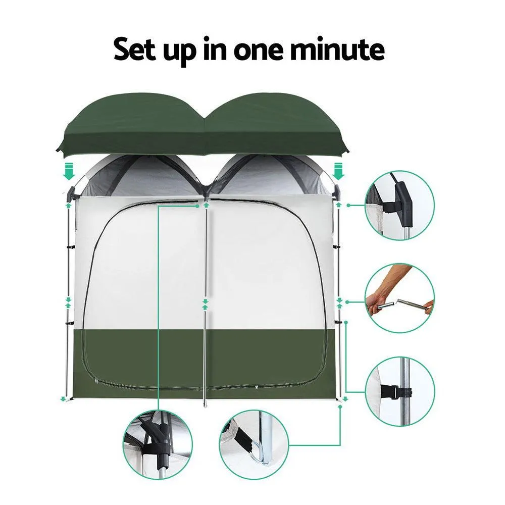 Weisshorn Double Camping Shower Toilet Tent - Green