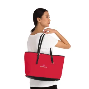 Wine Red Zipped Tote Bag, Solid Color Modern Essential Designer PU Leather Shoulder Bag For Ladies