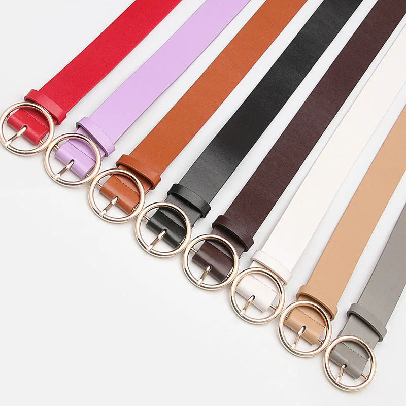 Women's Belt round Buckle Casual Simple All-Match Women's Jeans Accessories Belt Women's