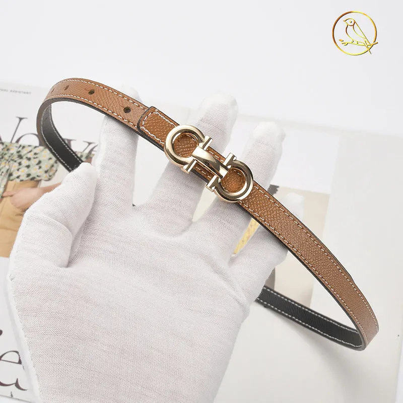 Women's Leather Thin Belt Korean-Style Simple Decorative Dress Pants Belt