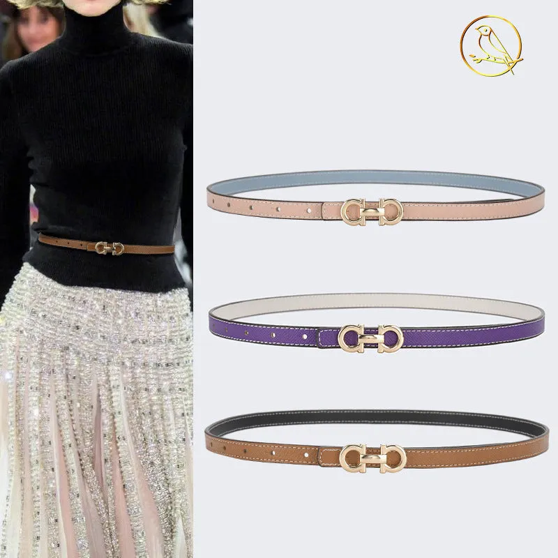 Women's Leather Thin Belt Korean-Style Simple Decorative Dress Pants Belt