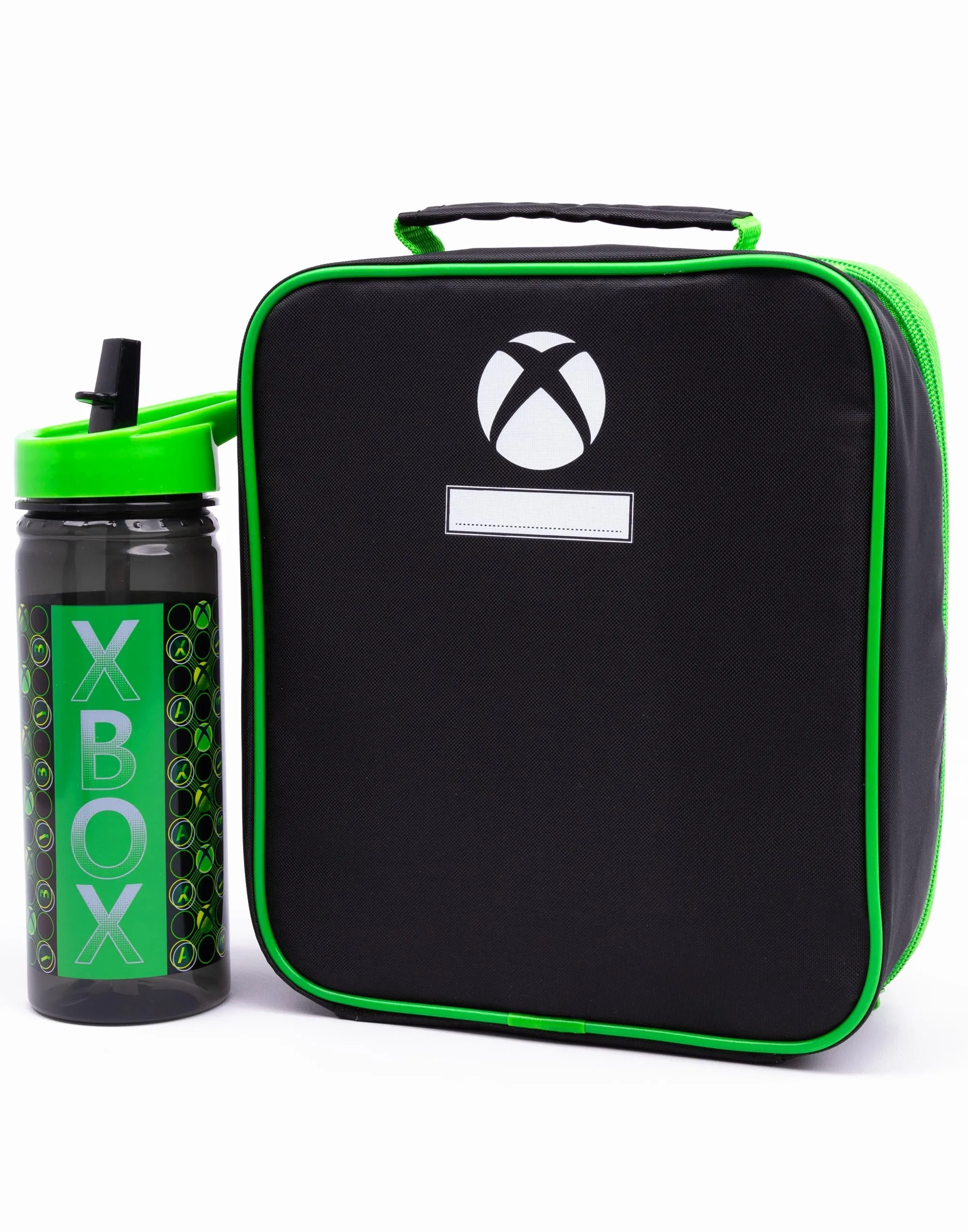 Xbox Logo All-Over Print Boys Green Lunch Bag Bottle and 3 Snack Pot
