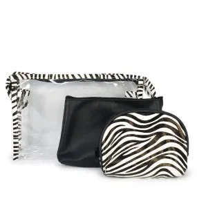 Zebra Print Cosmetic Bag 3PC Set (1 unit)